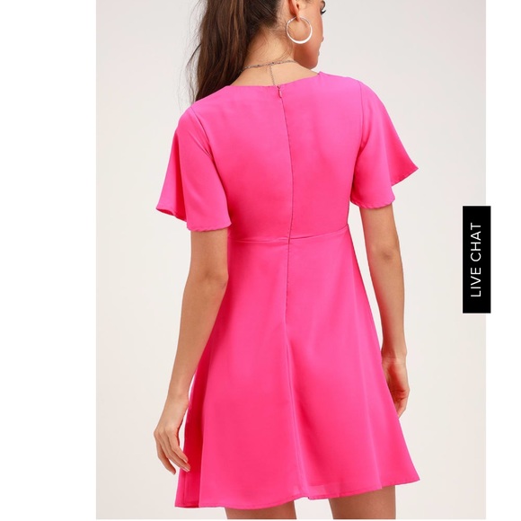 NWT Fuschia/ hot pink tie front skater dress - Picture 3 of 5